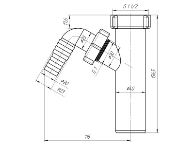 Отвод стиральной машины 1½"x40
