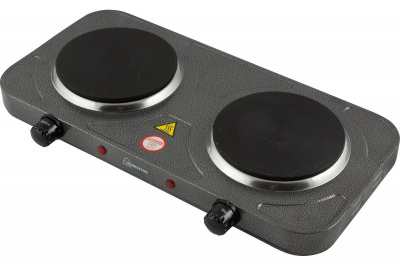 Плитка электрическая HOMESTAR HS-1104, 2 конфорки, блин, 1000+1000 Вт, серая
