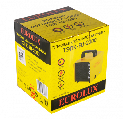 Тепловая пушка EUROLUX ТЭПК-EU-2000, 2000 Вт, квадратная, керамический нагревательный элемент