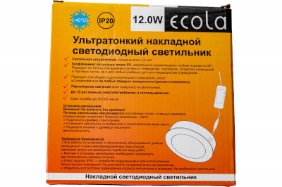 Панель светодиодная Ecola, 12 Вт, 4200 К, Ø160 мм