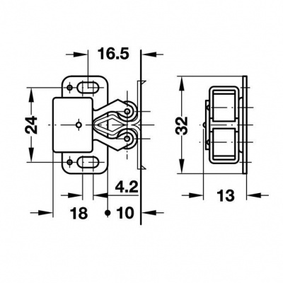 Защёлка мебельная KL-230 PB, золото