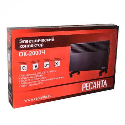 Конвектор РЕСАНТА ОК-2000Ч, 2000 Вт, L-770 мм, чёрный