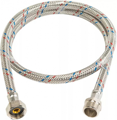 Подводка для воды в стальной оплётке, 1/2", 1 м 20 см, гайка/штуцер